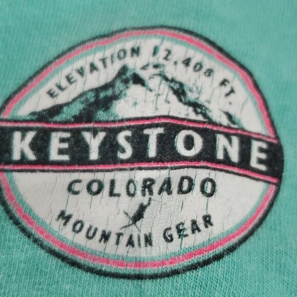 🎿L  KEYSTONE APRES SKI LONG SLEEVE MINT GREEN tshirt Large XS EXTRA SMALL - Picture 1 of 9